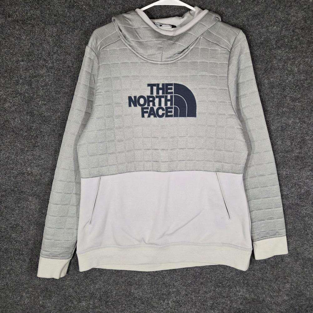 The North Face Womens XL Gray Pullover Hoodie Embroidered Logo Sweatshirt